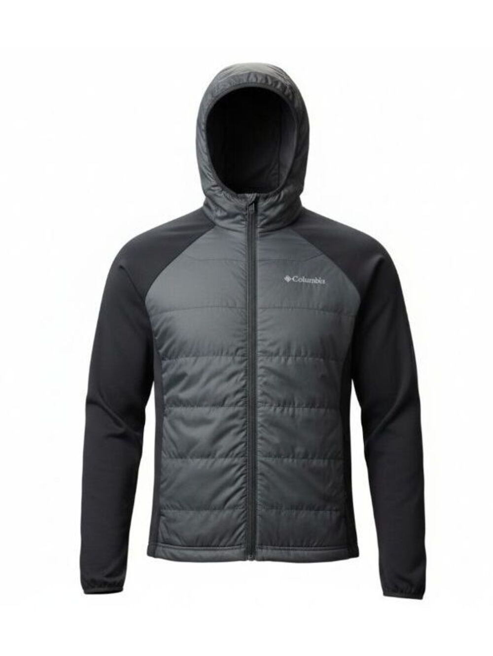Columbia Sportswear Hybrid Hooded Full Zip Jacket Gray Black Men's Size Medium M